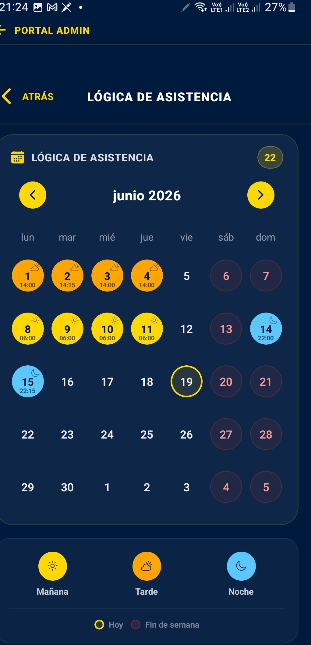 Attendance calendar